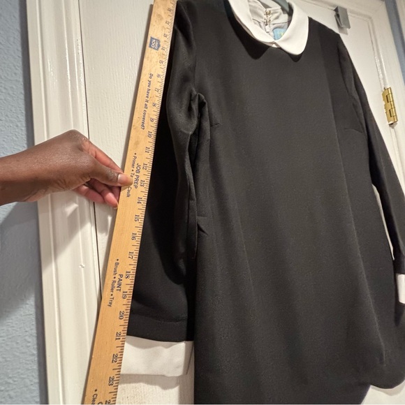 CeCe | Jada Scalloped Overlay Collared Shift Dress | Black White | size 8 - Picture 12 of 16